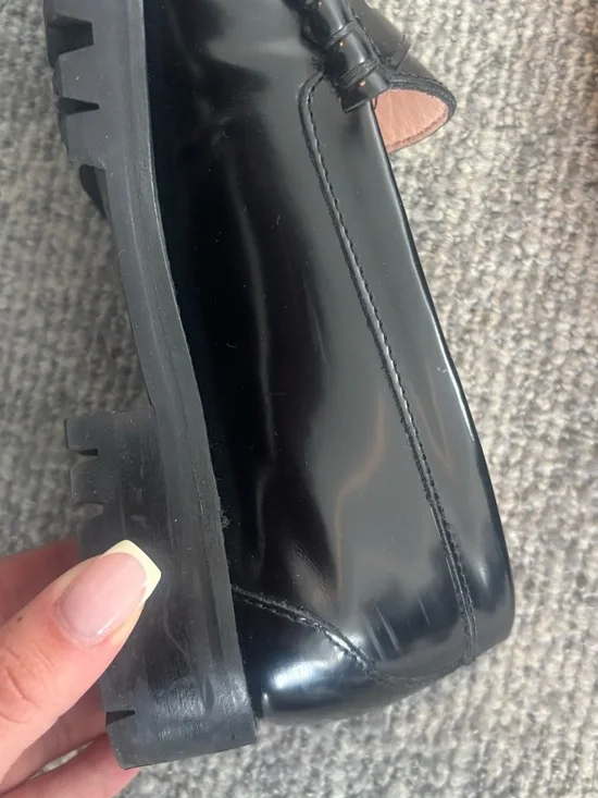 J Crew Winona lug-sole penny loafers in black spazzolato leather - Picture 5 of 7